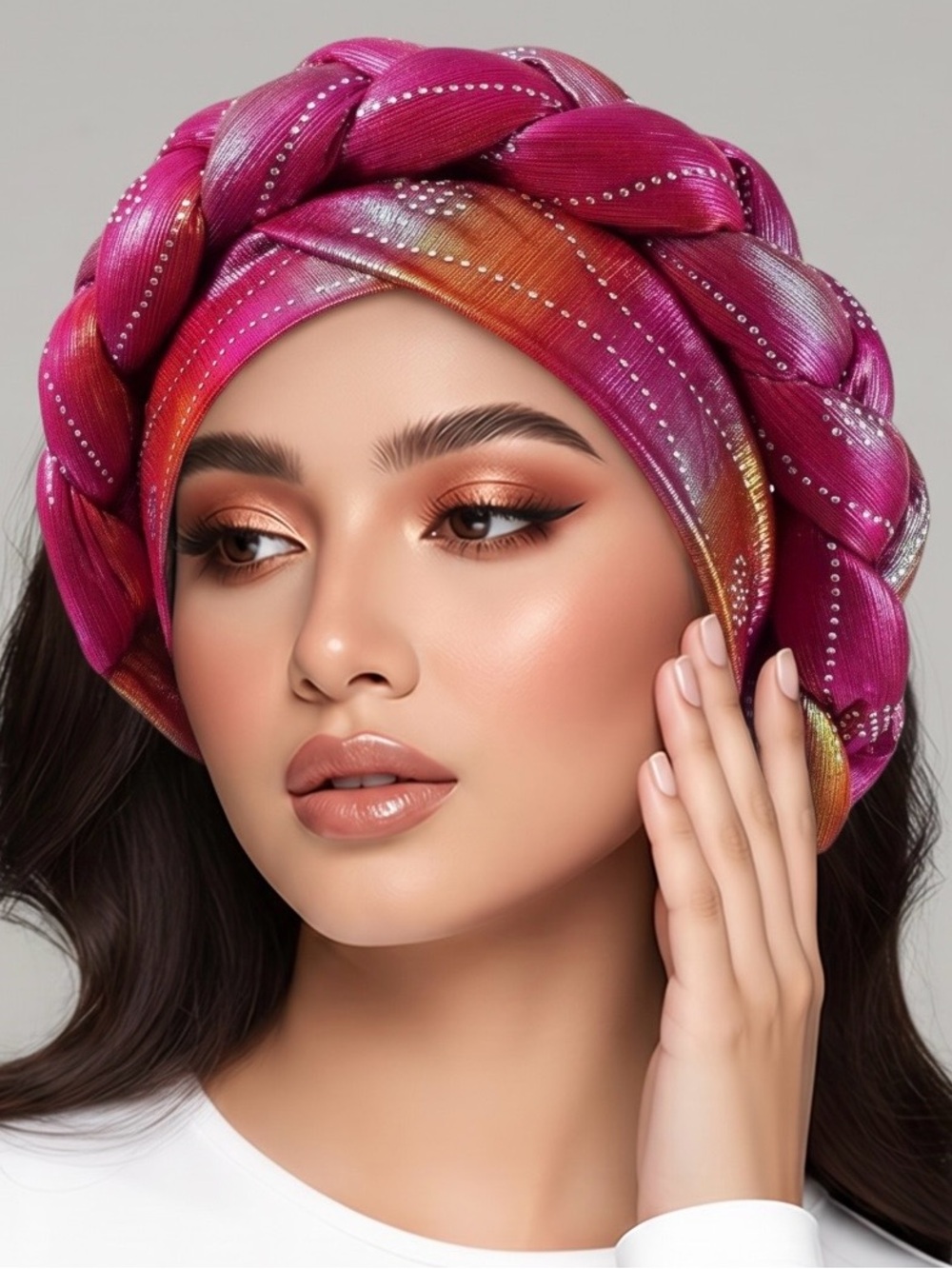 2 for $30 | Pre-Braided Satin Headdress with Rhinestones
